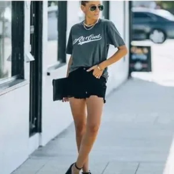 VICI HAYES HIGH RISE DISTRESSED DENIM SHORTS - Picture 4 of 4